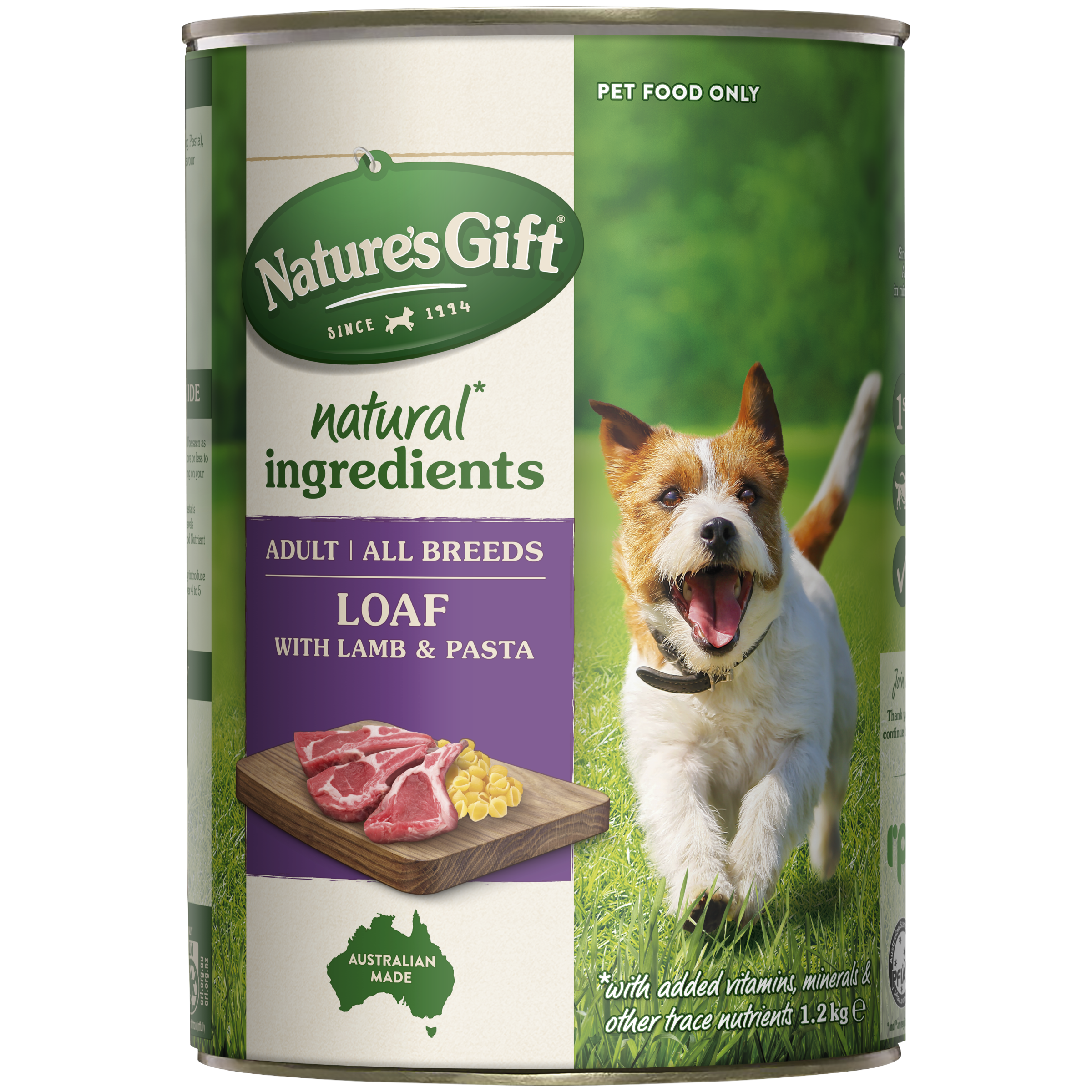 Nature's Gift Loaf with Lamb & Pasta Adult Wet Dog Food 1.2kg