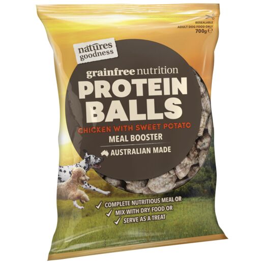 Natures Goodness Grain Free Protein Balls Chicken with Sweet Potato Meatball Adult Chilled Dog Food 700g