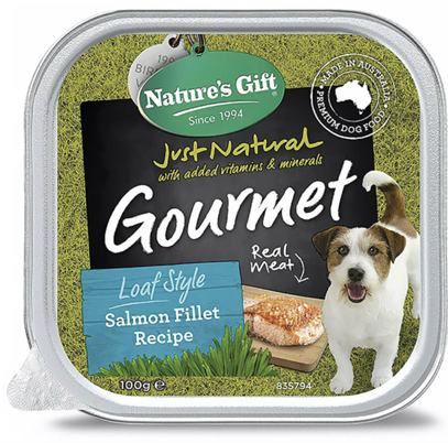 Nature's Gift Gourmet Loaf Style Salmon Fillet Recipe Adult Wet Dog Food 100g Tray