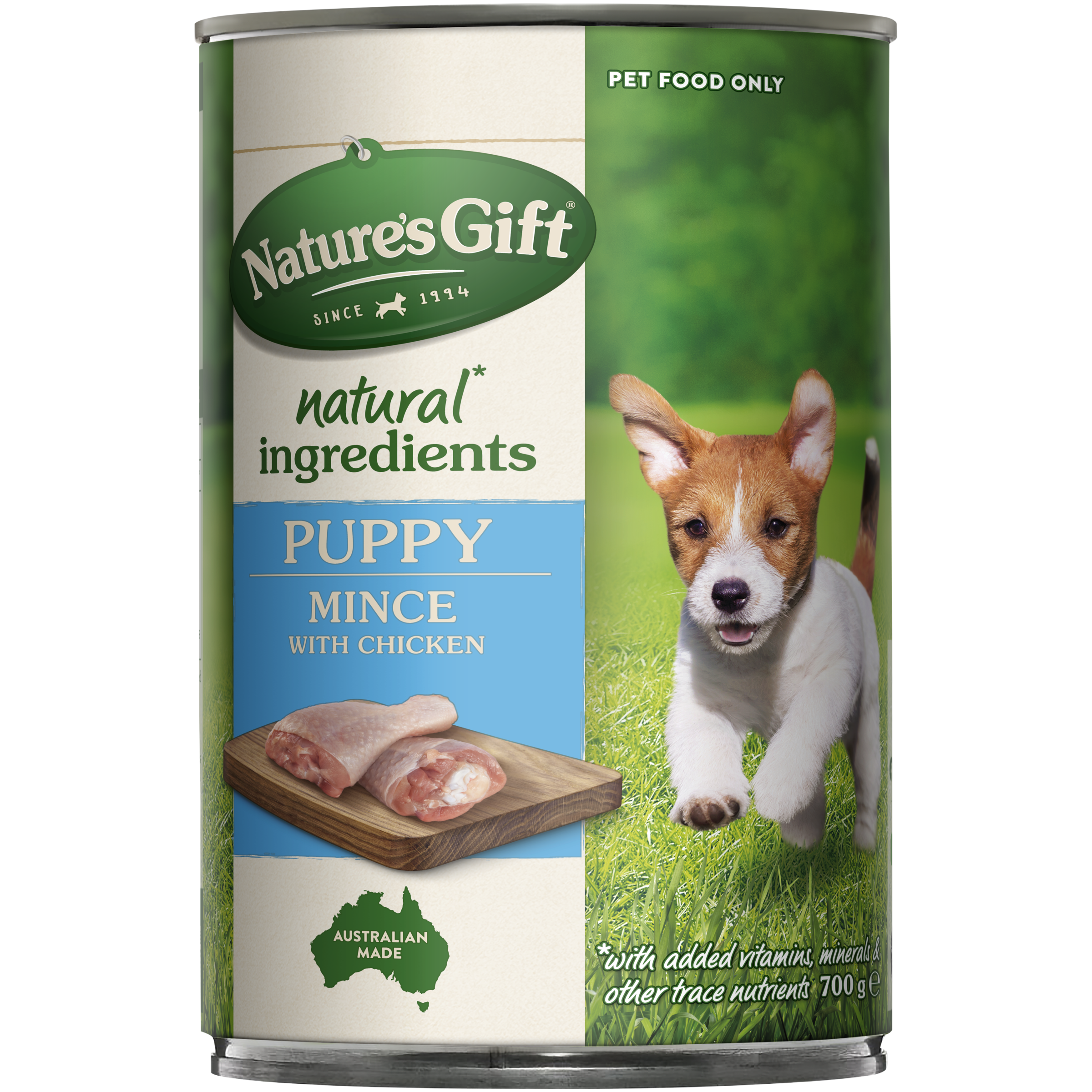 Nature's Gift Puppy Mince with Chicken Wet Dog Food 700g