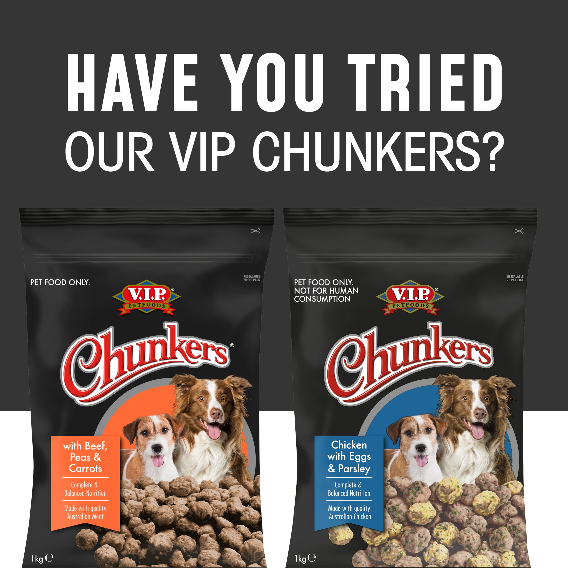 V.I.P. Petfoods Chunkers Meatballs with Beef Carrots & Green Peas Chilled Dog Food 1kg