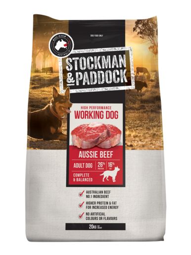 Stockman & Paddock Working Dog Aussie Beef Adult Dry Dog Food 20kg