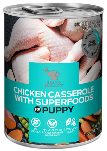 Billy + Margot Chicken Casserole with Superfoods Wet Puppy Food 395g