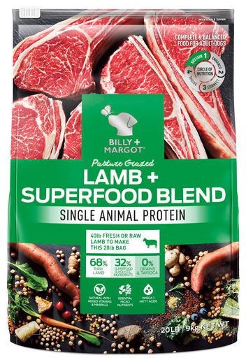 Billy + Margot Lamb + Superfood Blend Dry Adult Dog Food 9kg