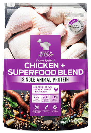 Billy + Margot Chicken + Superfood Blend Dry Adult Dog Food 9kg