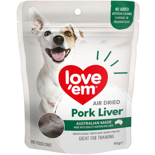 love'em Air Dried Pork Liver Dog Treats 90g