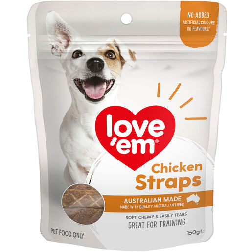 love'em Chicken Straps Dog Treats 150g
