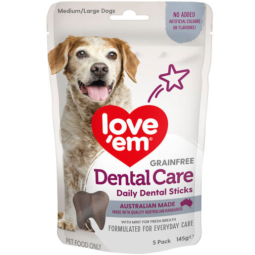 love'em Dental Care Daily Dental Sticks Medium - Large Dog Treats 145g