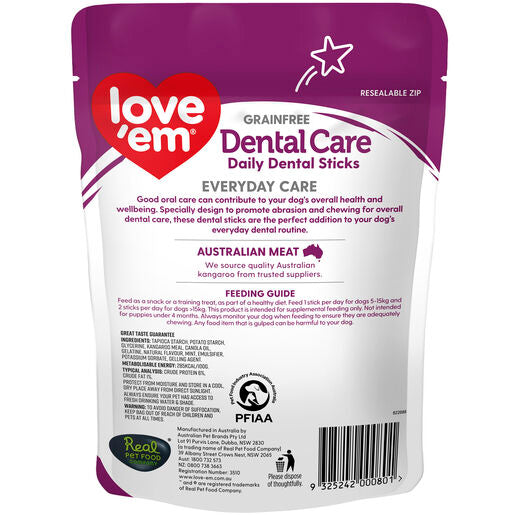 love'em Dental Care Daily Dental Sticks Toy - Small Dog Treats 100g