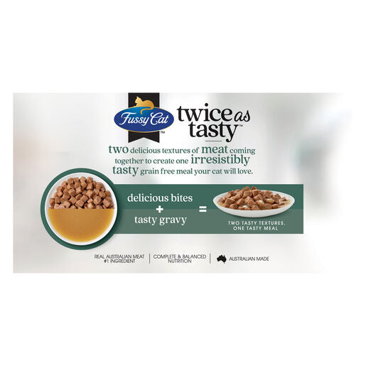 Fussy Cat Twice as Tasty Grain Free Jumbo Bites & Gravy Favourites Wet Cat Food 28x80g