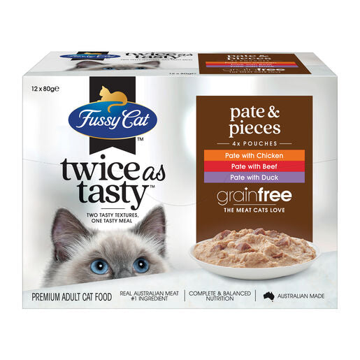 Fussy Cat Twice as Tasty Grain Free Pate & Pieces Wet Cat Food 12x80g