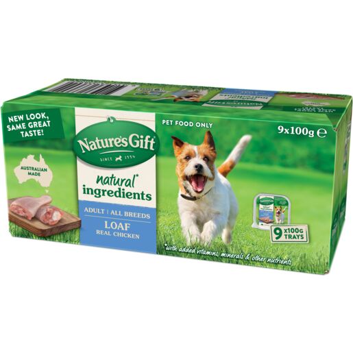 Nature's Gift Loaf Real Chicken Adult Wet Dog Food 100g x 9 Pack