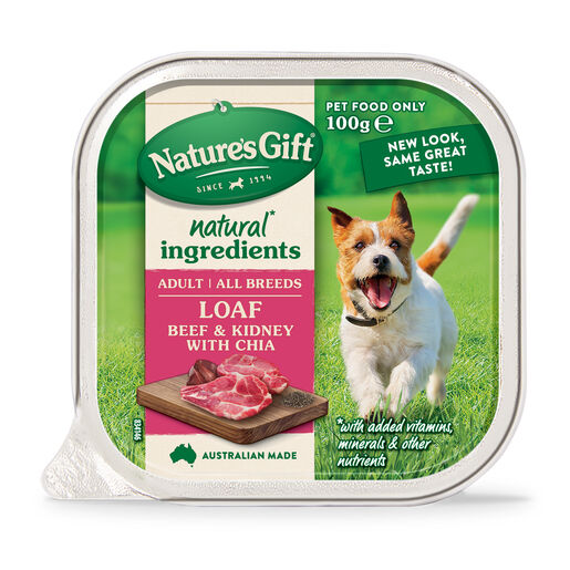 Nature's Gift Loaf Beef & Kidney with Chia Adult Wet Dog Food 100g