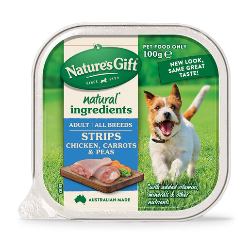Nature's Gift Strips Chicken with Carrots & Peas Adult Wet Dog Food 100g