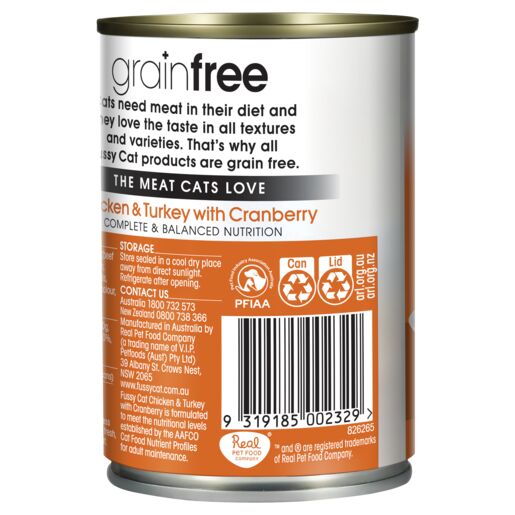 Fussy Cat Grain Free Chicken and Turkey with Cranberry Wet Cat Food 400g