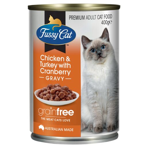 Fussy Cat Grain Free Chicken and Turkey with Cranberry Wet Cat Food 400g