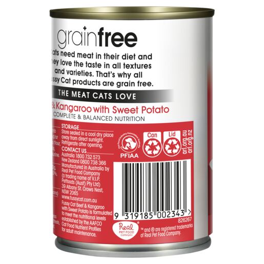 Fussy Cat Grain Free Beef and Kangaroo with Sweet Potato Wet Cat Food 400g