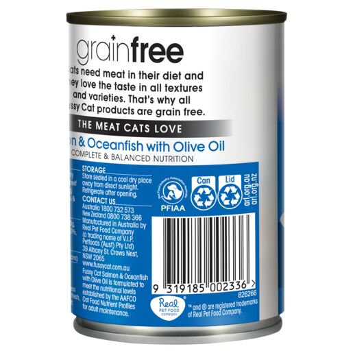 Fussy Cat Grain Free Salmon and Whitefish with Olive Oil Wet Cat Food 400g