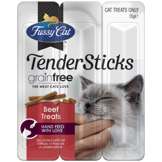 Fussy Cat Grain Free Tender Sticks Beef Cat Treats 15g