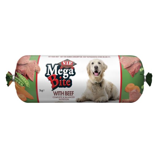 V.I.P. Petfoods Mega Bite with Beef Chilled Adult Dog Roll 3kg