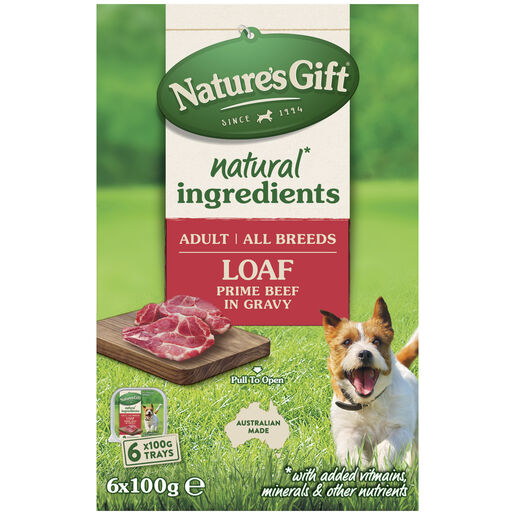 Nature's Gift Loaf Prime Beef in Gravy Adult Wet Dog Food 6 x 100g Trays