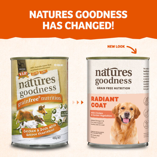 Natures Goodness Grain Free Radiant Coat with Chicken and Garden Vegetables Adult Wet Dog Food 400g