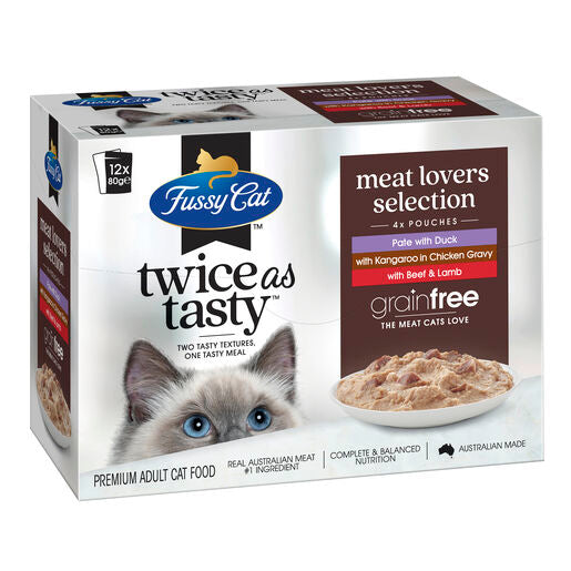Fussy Cat Twice as Tasty Grain Free Meat Lovers Selection Wet Cat Food 12x80g