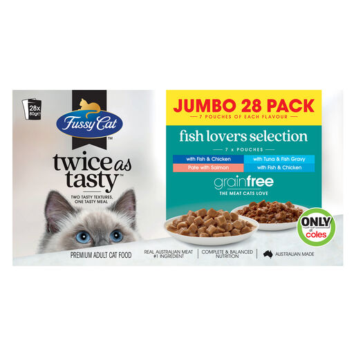 Fussy Cat Twice as Tasty Grain Free Jumbo Fish Lovers Selection Wet Cat Food 28x80g