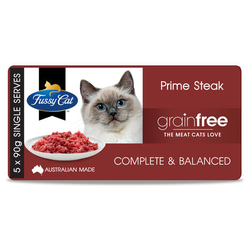 Fussy Cat Grain Free Prime Steak Mince Chilled Cat Food 5x 90g