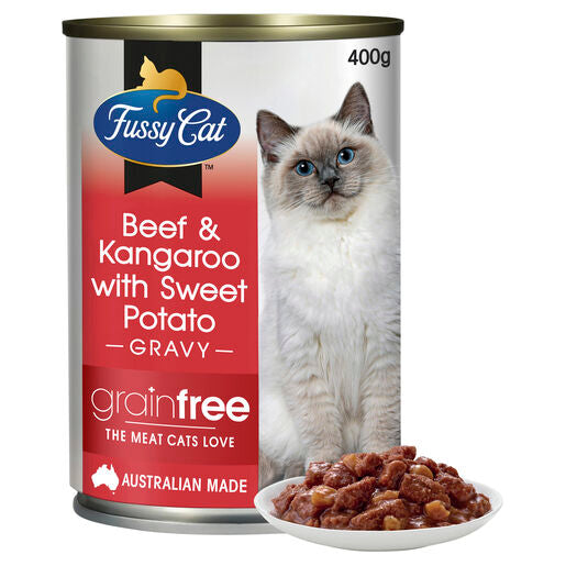Fussy Cat Grain Free Beef and Kangaroo with Sweet Potato Wet Cat Food 400g