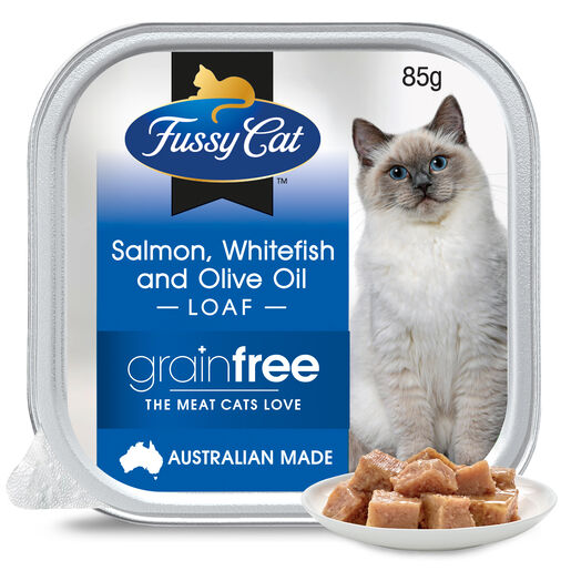 Fussy Cat Grain Free Salmon and Whitefish with Olive Oil Wet Cat Food 85g