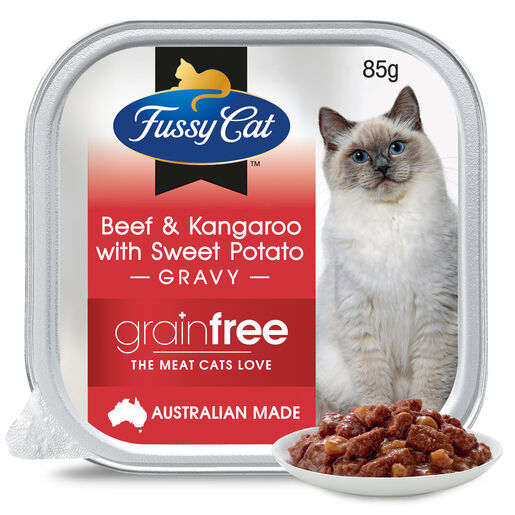 Fussy Cat Grain Free Beef and Kangaroo with Sweet Potato Wet Cat Food 85g