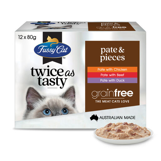 Fussy Cat Twice as Tasty Grain Free Pate & Pieces Wet Cat Food 12x80g