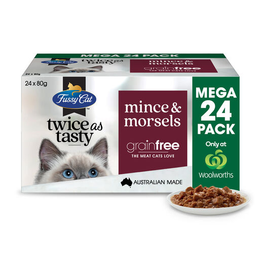Fussy Cat Mega Twice as Tasty Grain Free Mince & Morsels Wet Cat Food 24x80g
