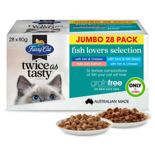 Fussy Cat Twice as Tasty Grain Free Jumbo Fish Lovers Selection Wet Cat Food 28x80g