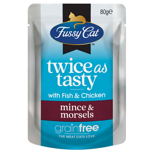 Fussy Cat Mega Twice as Tasty Grain Free Mince & Morsels Wet Cat Food 24x80g