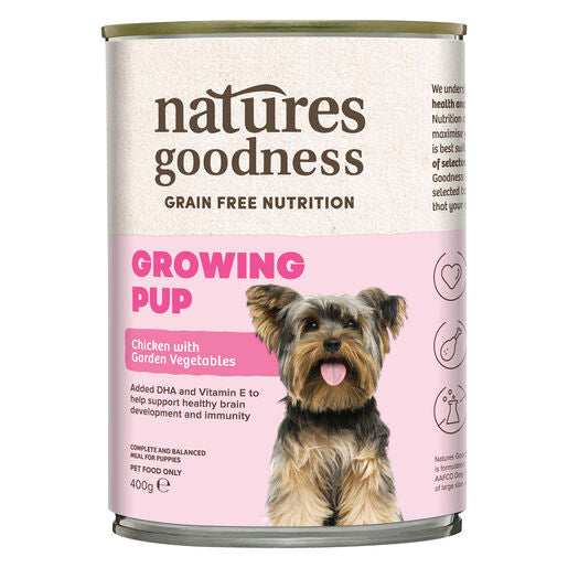 Natures Goodness Grain Free Puppy Wet Food Growing Pup Chicken with Garden Vegetables 400g