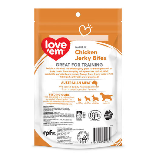 love'em Chicken Jerky Bites Dog Treats 200g
