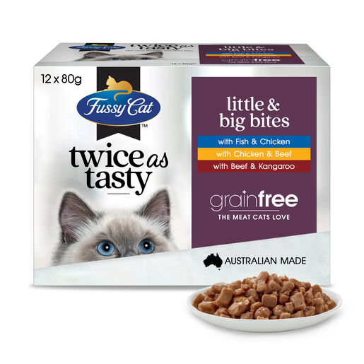 Fussy Cat Twice as Tasty Grain Free Little & Big Bites Wet Cat Food 12x80g