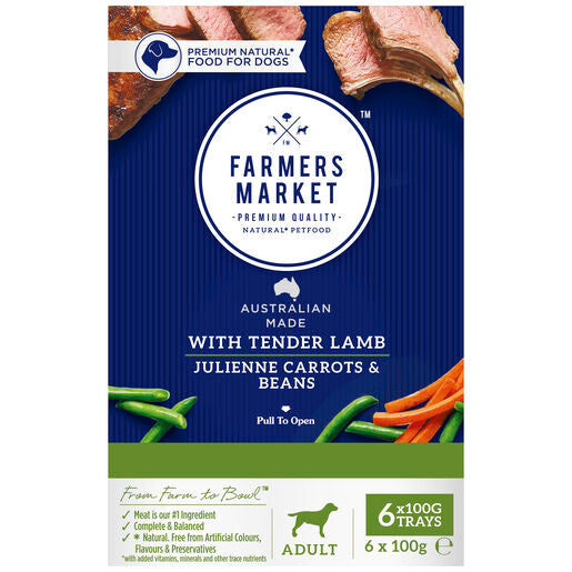 Farmers Market with Tender Lamb Julienne Carrots and Beans Multipack Adult Wet Dog Food 6 x100g