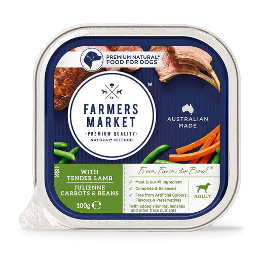 Farmers Market Tender Lamb with Julienne Carrots and Beans Adult Wet Dog Food 100g