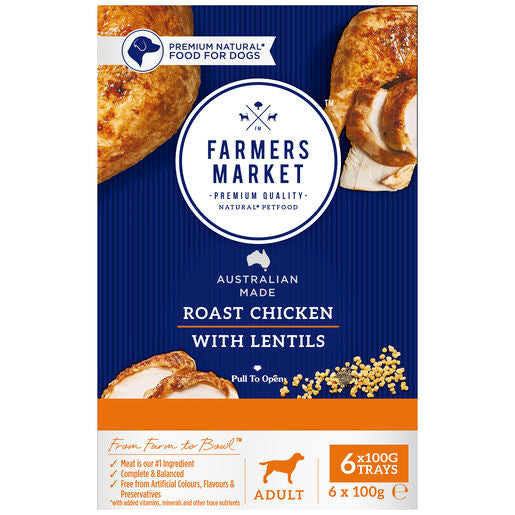 Farmers Market Roast Chicken with Lentils Multipack Adult Wet Dog Food 6 x100g