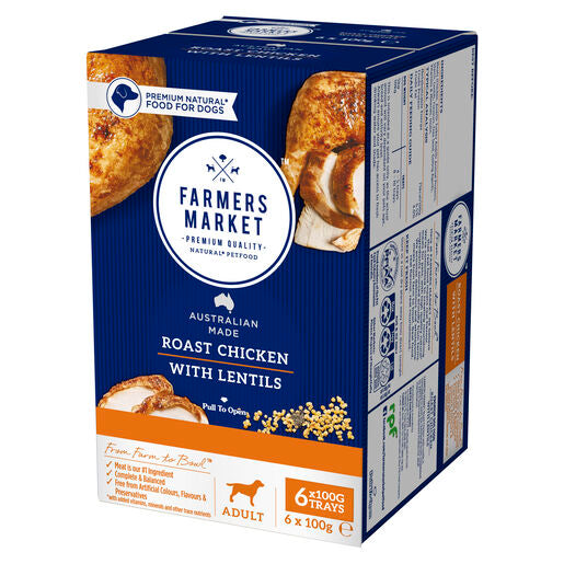 Farmers Market Roast Chicken with Lentils Multipack Adult Wet Dog Food 6 x100g