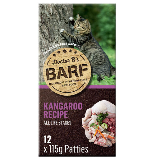 Doctor B's BARF Kangaroo Recipe Frozen Adult Cat Food 12 pack