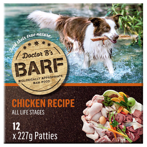 Doctor B's BARF Chicken Recipe Frozen All Life Stage Dog Food 12 pack
