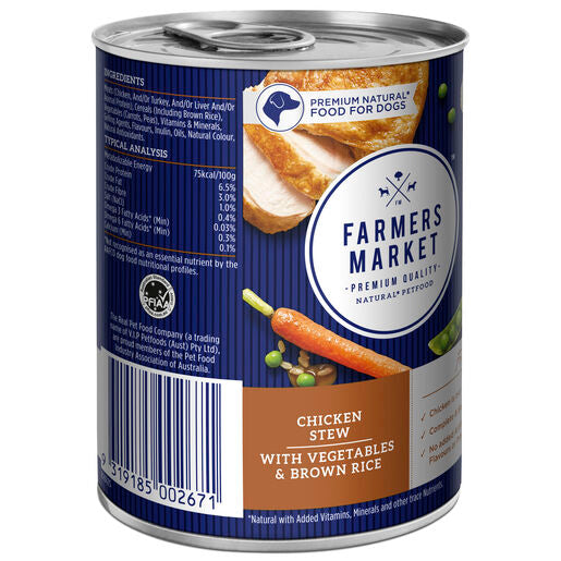Farmers Market Chicken Stew with Vegetables & Brown Rice Adult Wet Dog Food 400g
