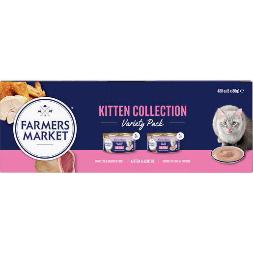 Farmers Market Cat Grain Free Wet Kitten Food Variety Pack Collection 6x80g