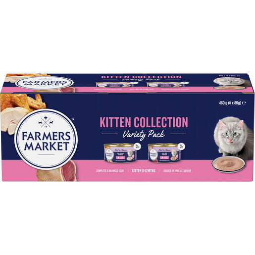 Farmers Market Cat Grain Free Wet Kitten Food Variety Pack Collection 6x80g