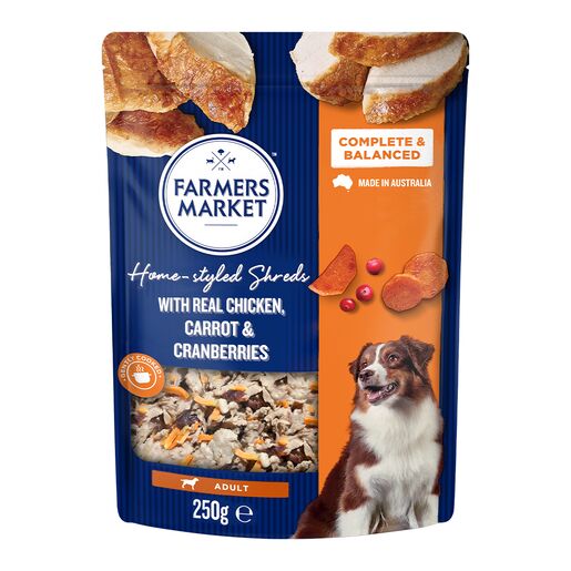Farmers Market Home-Styled Shreds with Chicken Carrots and Cranberries Chilled Dog Food 250g