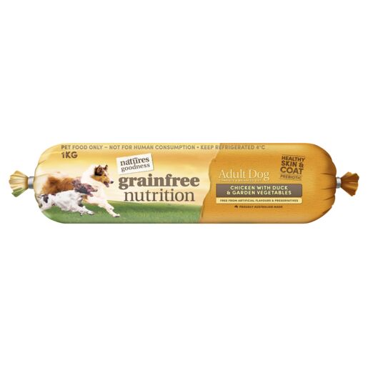 Natures Goodness Grain Free Chicken with Duck and Garden Vegetables Chilled Dog Roll 1kg